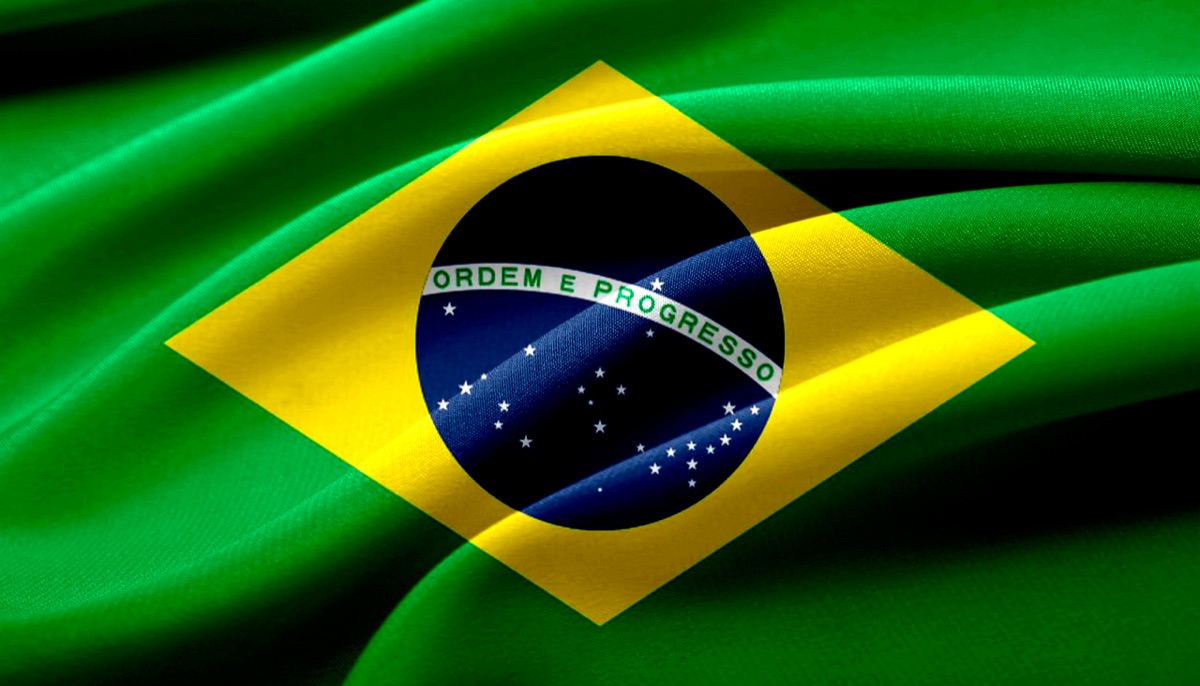 A stylized representation of the Brazilian flag colors in a digital aesthetic.